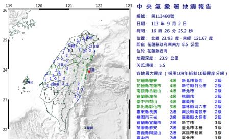 發國家警報！今下午花蓮規模5.5強震「澎湖都有感」　氣象署認了：0403的餘震